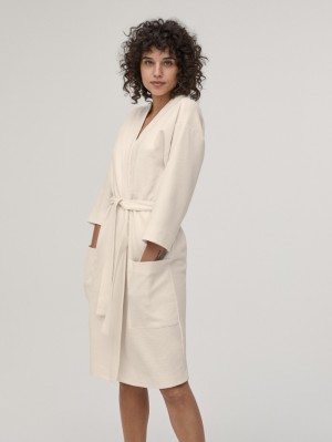 Bathrobes Calida Cosy Shower Bathrobe, Length 95cm Femme Blanche | IL8320671