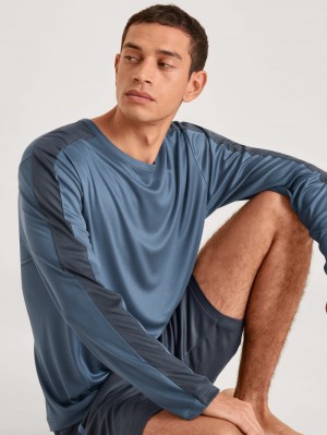 Deepsleepwear Calida Dsw Cooling Shirt Long-sleeve Homme Indigo | AC0862574