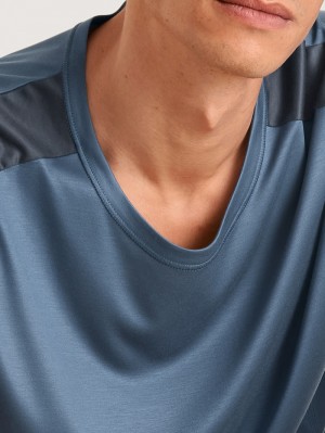 Deepsleepwear Calida Dsw Cooling Shirt Short Sleeve Homme Indigo | VE4213809