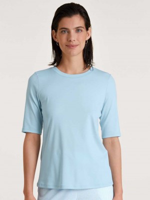 Loungewear Calida Amalfi Journey Shirt Short Sleeve Femme Bleu | MA0571326
