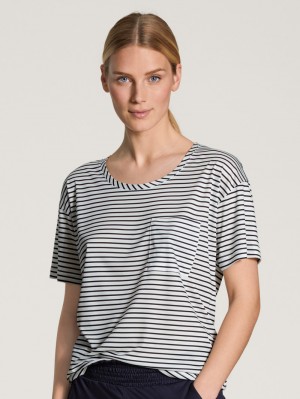 Loungewear Calida Circular Sleep Shirt Short Sleeve, Cradle To Cradle Certified® Femme Noir Bleu | ET1349576