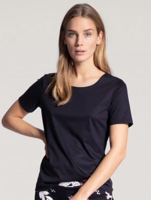 Loungewear Calida Favourites Dreams Shirt Short Sleeve Femme Noir Bleu | HI3046258