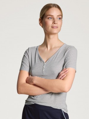 Loungewear Calida Favourites Dreams Shirt Short Sleeve Femme Noir Bleu | JP2903175