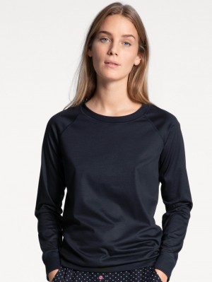 Loungewear Calida Favourites Dreams Shirt Long Sleeve Femme Noir Bleu | VU3598412