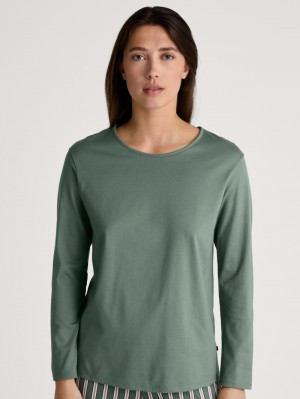Loungewear Calida Favourites Ground Shirt Long Sleeve Femme Vert | DU9586032