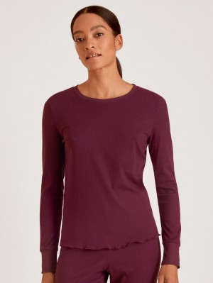 Loungewear Calida Favourites Kiss Shirt Long-sleeve Femme Rouge | FN4630879