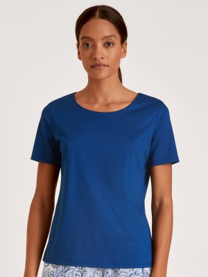 Loungewear Calida Favourites Paisley Shirt Short Sleeve Femme Bleu | QV6942753