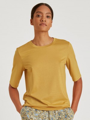 Loungewear Calida Favourites Paisley Shirt Short Sleeve Femme Jaune | IP6485039