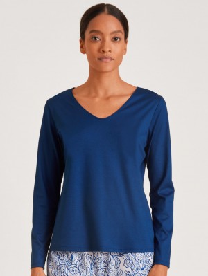 Loungewear Calida Favourites Paisley Shirt Long Sleeve Femme Bleu | EA0498325
