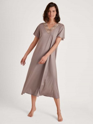 Loungewear Calida Glamorous Nights Sleepshirt, Length 120 Cm Femme Etherea Taupe | FU5127609