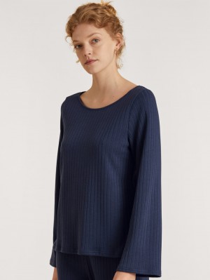 Loungewear Calida Lounge Harmony Sweatshirt Femme Bleu Foncé | IT7208416