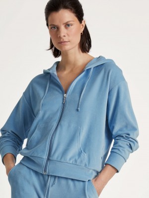 Loungewear Calida Lounge Velours Jacket Femme Endless Sky | HD4890253