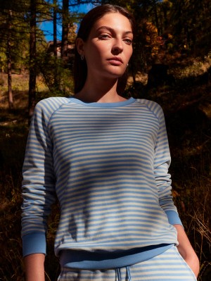 Loungewear Calida Lounge Velours Pullover Femme Endless Sky | XJ3150869