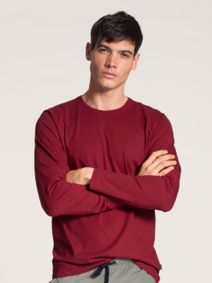Loungewear Calida Remix Basic Sleep Shirt Long Sleeve Homme Rouge | DR5896231