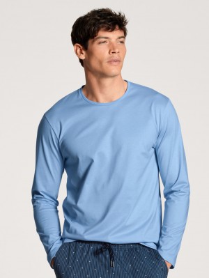 Loungewear Calida Remix Basic Sleep Shirt Long Sleeve Homme Bleu | LF9648253