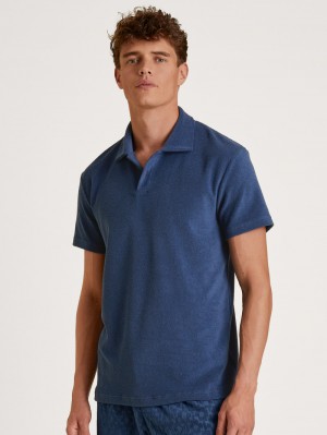 Loungewear Calida Rmx Lounge Holiday Poloshirt Homme Bleu | NX8310742