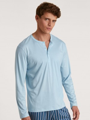Loungewear Calida Rmx Sleep Leisure Shirt Long Sleeve Homme Bleu | QW6193572