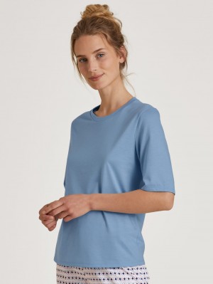Loungewear Calida Special Shirt Short Sleeve Femme Bleu | UO8653910