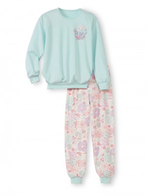 Pyjama Calida Kids Flowers Pyjama With Cuff Enfant Bleu | VA6035924