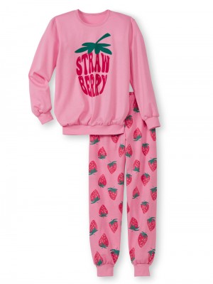 Pyjama Calida Kids Strawberry Pyjama With Cuff Enfant Rose | ZU4216957