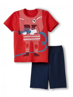 Pyjama Calida Toddlers Fireman Children Short Pyjamas Enfant Rouge | TM8436971