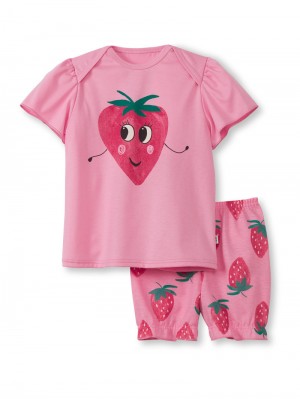 Pyjama Calida Toddlers Strawberry Short Pyjama Enfant Rose | UP8231640