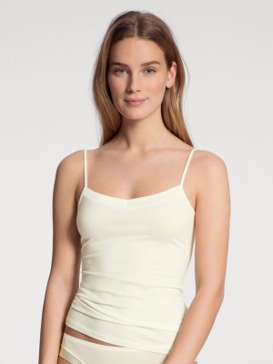 Sous Vêtement Calida Cate Spaghetti Top Femme Alabaster Crème | PF6405913