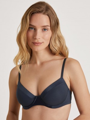 Sous Vêtement Calida Cate T-shirt Bra Femme Bleu Foncé | IJ0419576