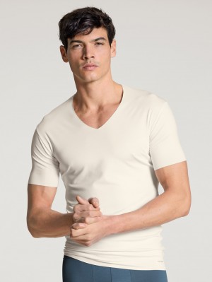 Sous Vêtement Calida Circular Day V-shirt, Cradle To Cradle Certified® Homme Blanche | UH3857921