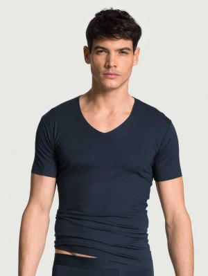 Sous Vêtement Calida Clean Line V-shirt Homme Noir | LX7064125