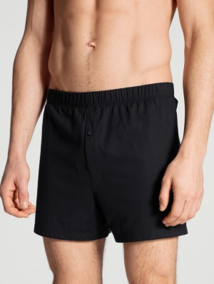 Sous Vêtement Calida Cotton Code Boxer Shorts With Fly Homme Schwarz | LQ7438501