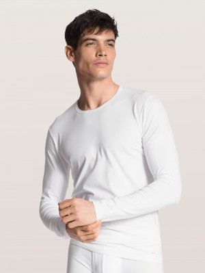 Sous Vêtement Calida Cotton Code Shirt Long Sleeve Homme Weiss | TN6390475