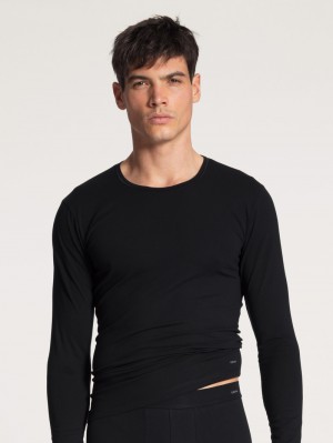Sous Vêtement Calida Cotton Code Shirt Long Sleeve Homme Schwarz | RH7281395