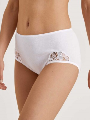 Sous Vêtement Calida Cotton Desire Midi Brief Femme Weiss | XN5796804