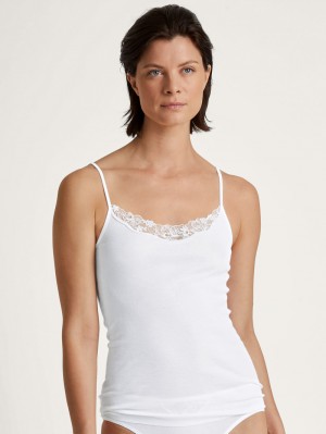 Sous Vêtement Calida Cotton Desire Spaghetti Top Femme Weiss | SE2091537