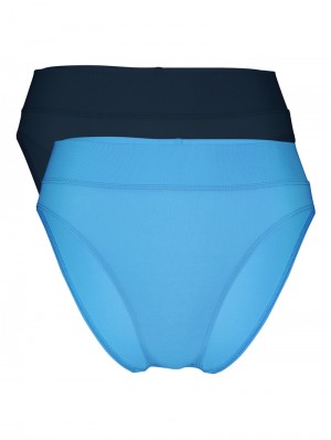 Sous Vêtement Calida Elastic Duopack Brief Soft Waistband, High Waist Femme Bleu | YZ9273861