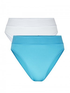 Sous Vêtement Calida Elastic Duopack Brief Soft Waistband, High Waist Femme Bleu | KA5920618