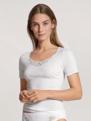 Sous Vêtement Calida Feminin Sense Shirt Short Sleeve Femme Weiss | KU5398027