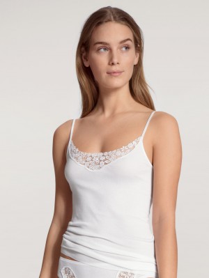 Sous Vêtement Calida Feminin Sense Spaghetti Top Femme Weiss | QH6423780