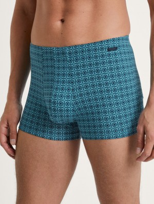 Sous Vêtement Calida Grafic Cotton Boxer Brief Homme Bleu | BI0638594