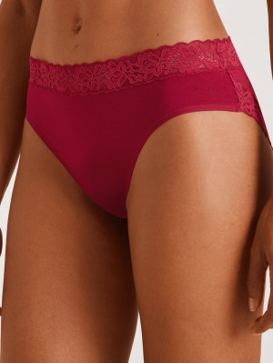 Sous Vêtement Calida Natural Comfort Lace Brief Femme Rouge | HU5216074
