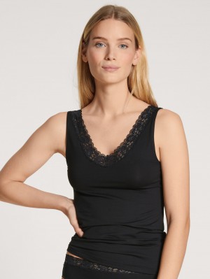 Sous Vêtement Calida Natural Comfort Lace Tank Top Femme Schwarz | BN3694728