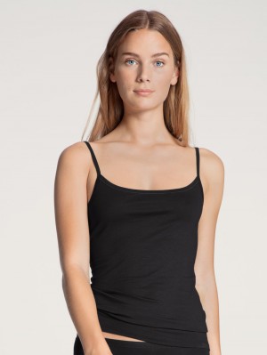 Sous Vêtement Calida Natural Comfort Spaghetti Top Femme Schwarz | PY3640891