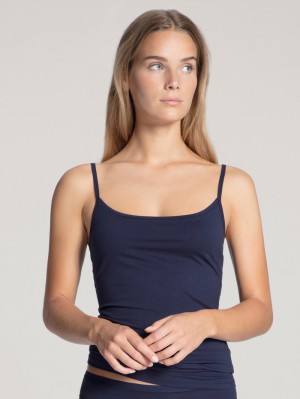 Sous Vêtement Calida Natural Comfort Spaghetti Top Femme Bleu Foncé | SP5641892