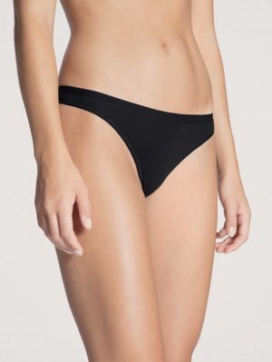 Sous Vêtement Calida Natural Comfort String Femme Schwarz | QW0517238