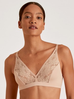 Sous Vêtement Calida Natural Skin Lace Soft Non-wired Bra, Cradle To Cradle Certified® Femme Rose | QE1837962