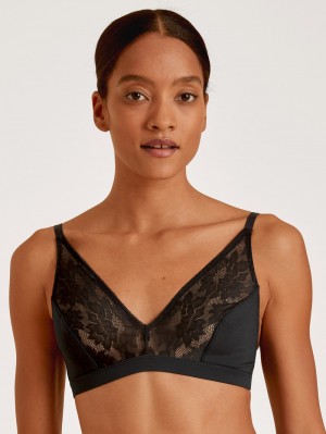 Sous Vêtement Calida Natural Skin Lace Soft Non-wired Bra, Cradle To Cradle Certified® Femme Noir | QY1632750
