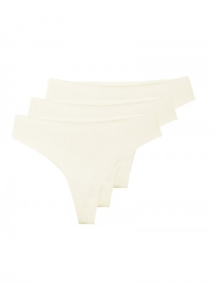 Sous Vêtement Calida Natural Skin String, 3-pack Femme Blanche | CZ0627981