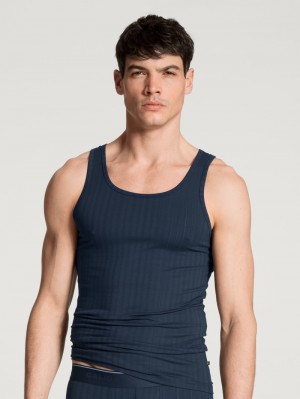 Sous Vêtement Calida Pure & Style Athletic Shirt Homme Indigo | VI4017928