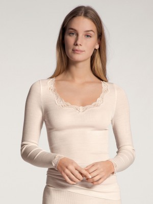 Sous Vêtement Calida Richesse Lace Shirt Long Sleeve Femme Noir | WY4276501